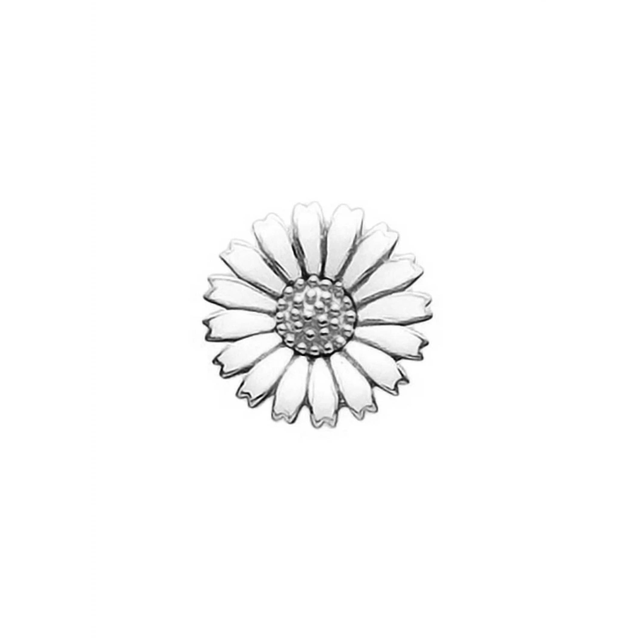 New Story Jewellery Women's Rhodium White Enamel Daisy, 15mm Button In Medium Bl